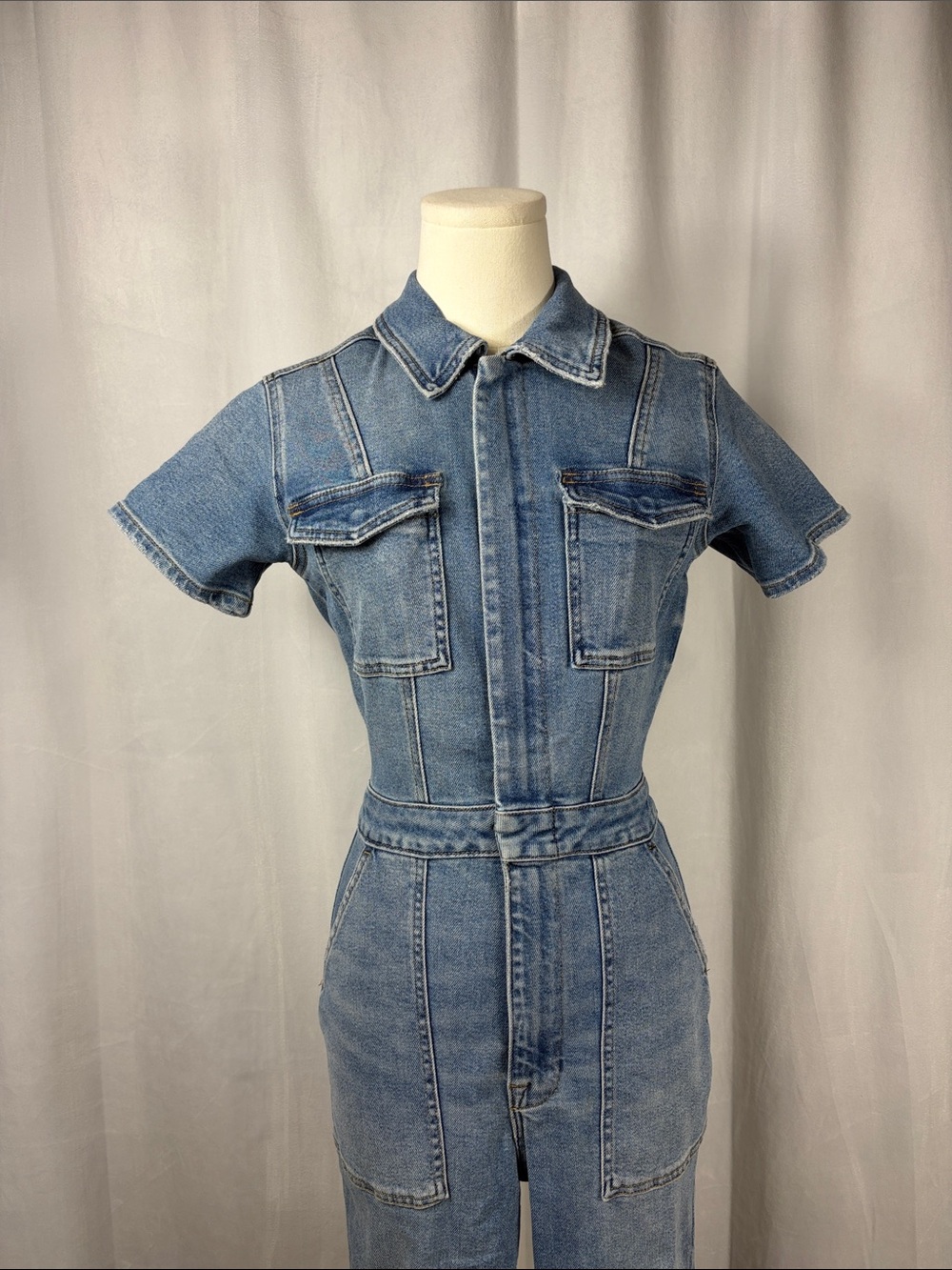 Good American Fit For Success Jumpsuit in Blue 274. - Picture 9 of 16